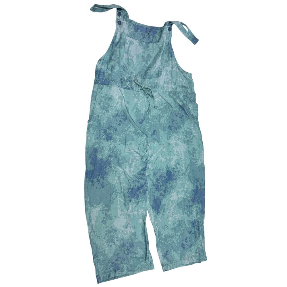 LuLaRoe Juliet Aqua Green Blue Sky Print Adjustable Overalls Women’s XL - NWOT